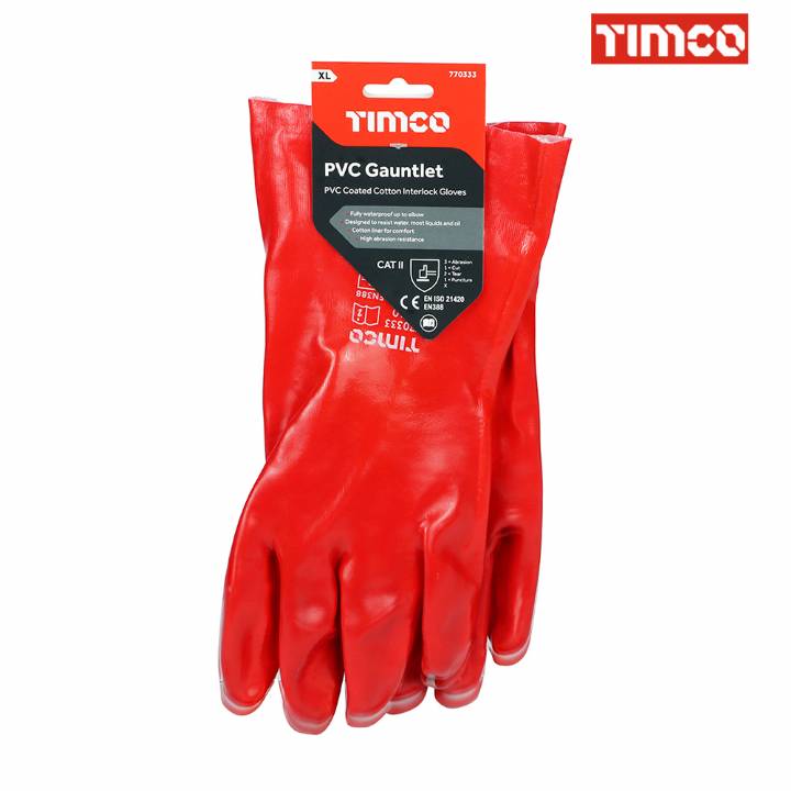 TIMCO PVC GAUNTLETS RED ONE PAIR XL